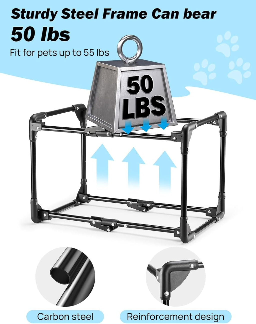 joytutus collapsible dog crate, 32 inch portable pet, close-up detail
