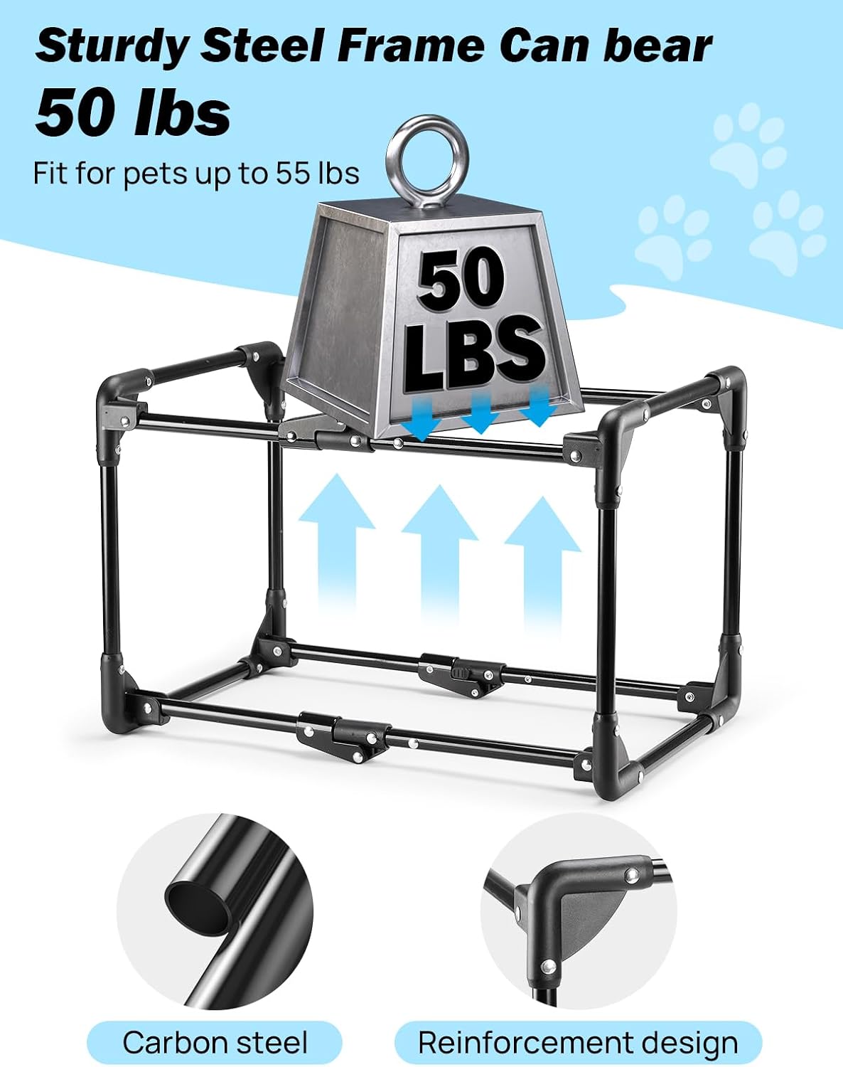 joytutus collapsible dog crate, 32 inch portable pet, close-up detail