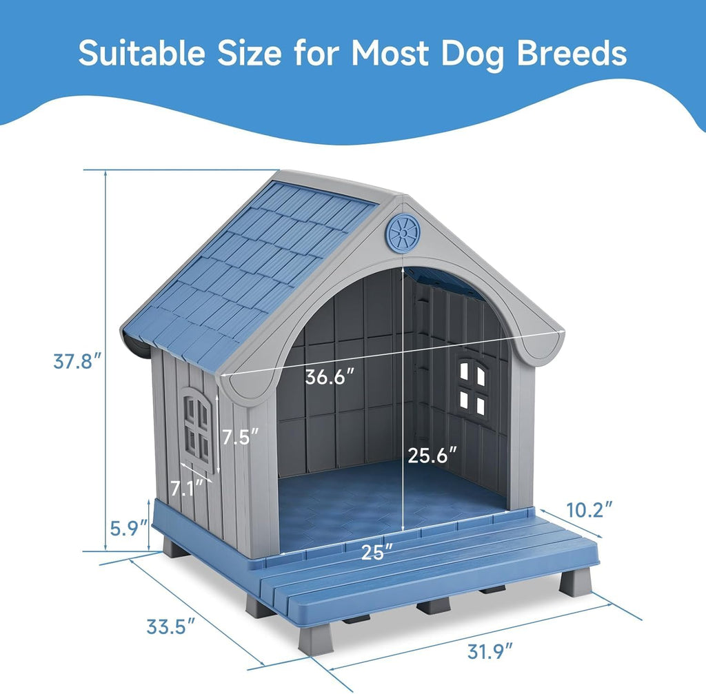 large dog house outdoor waterproof with elevated floor, package contents