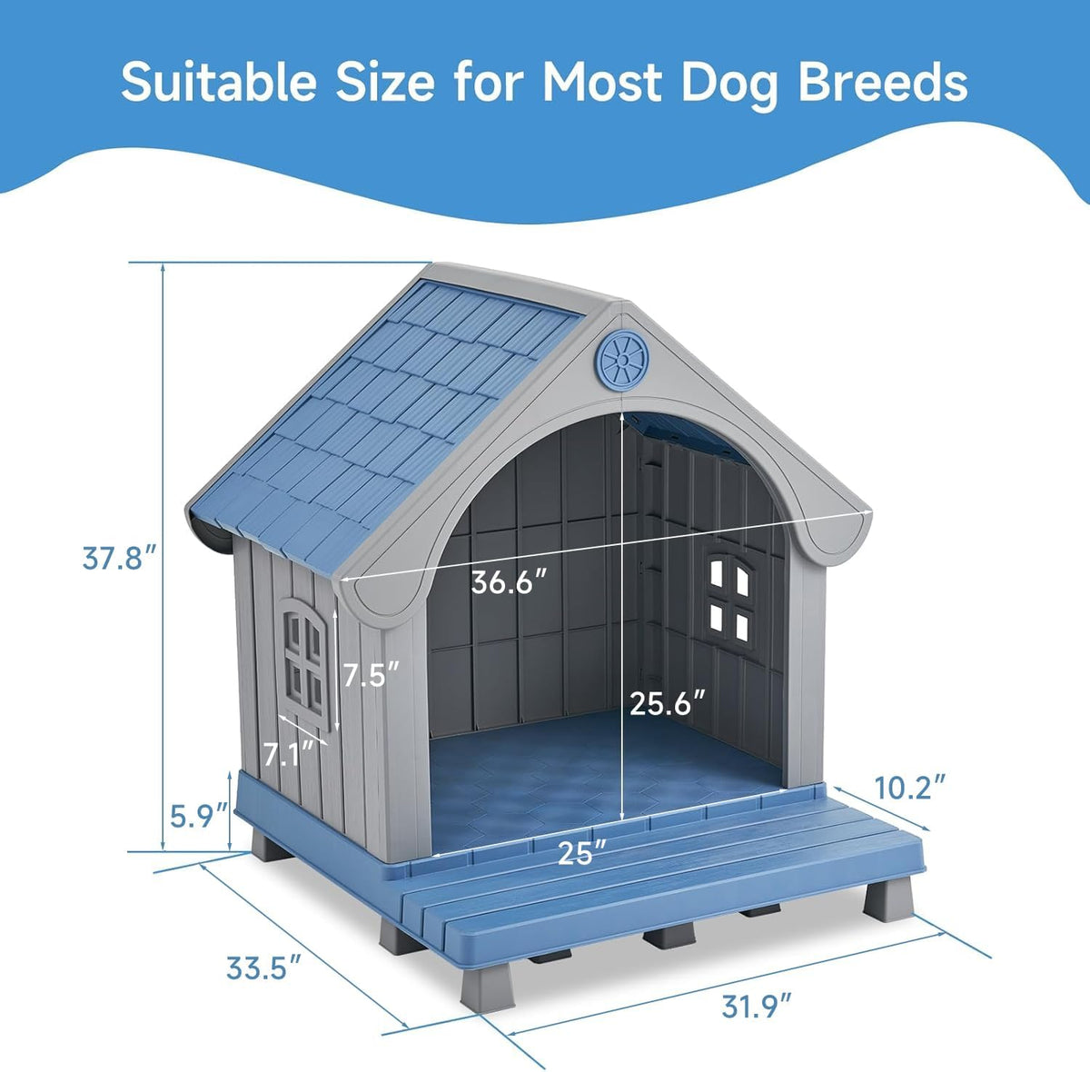 large dog house outdoor waterproof with elevated floor, package contents