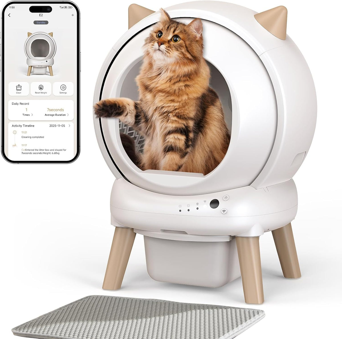 e2 automatic cat litter box smart self cleaning, main product view