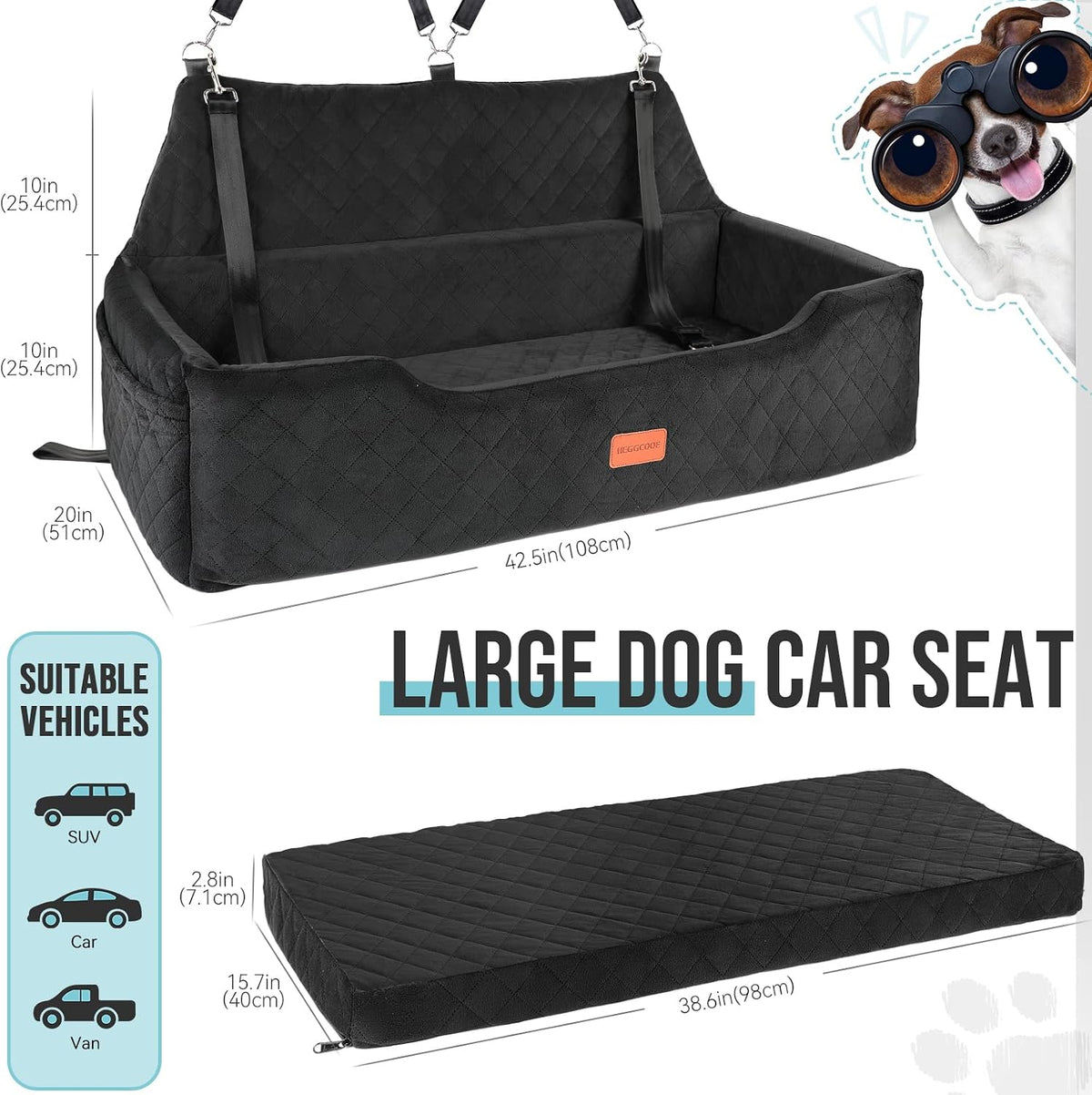 heggcooe large dog car seat under 100 lbs shown in use