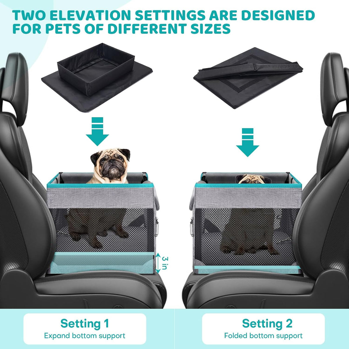 genorth dog car seats for small dogs, pet shown in use