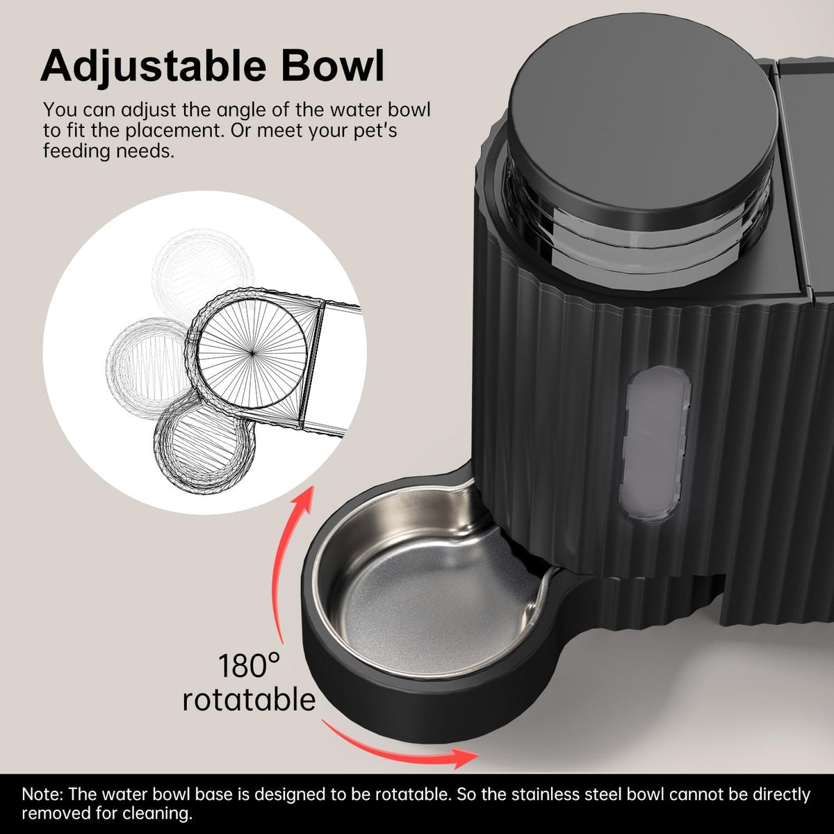 gravity automatic cat feeder, water & food dispenser, side view