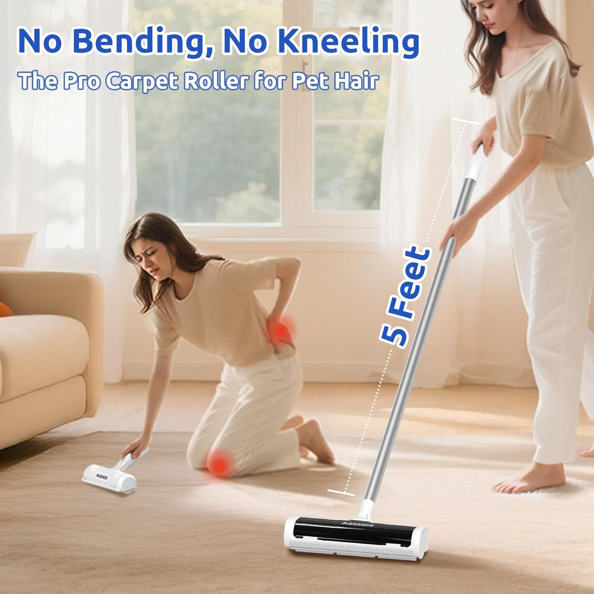 ace2ace a3 pro carpet roller for pet hair, close-up detail