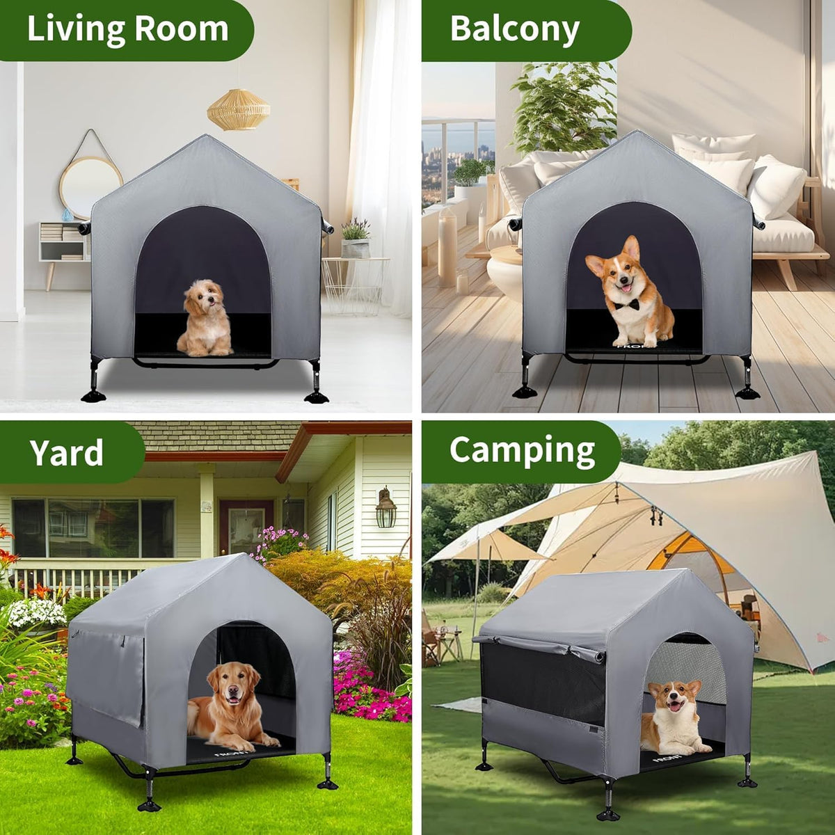 summertrail 42" large dog house outdoor indoor elevated on a desk or shelf