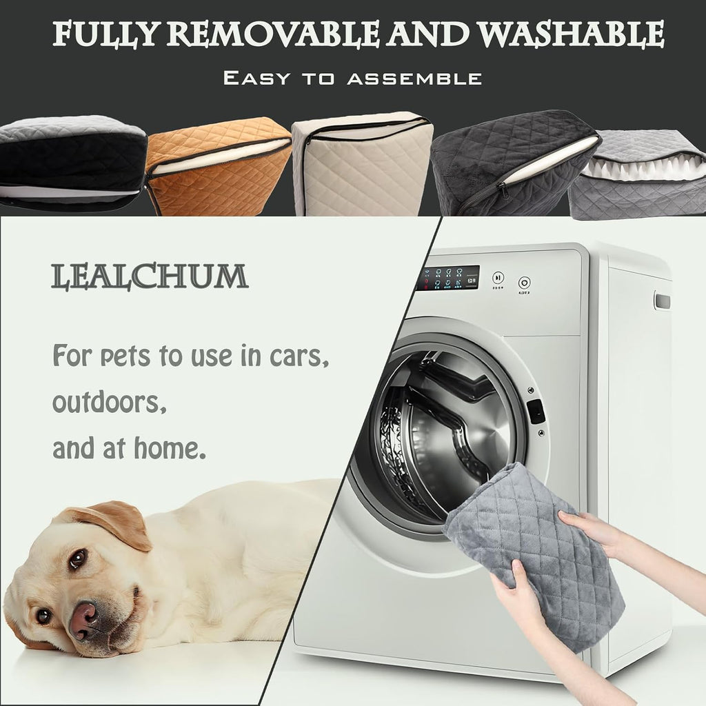 lealchum dog booster car seat for s/m dogs showing dimensions