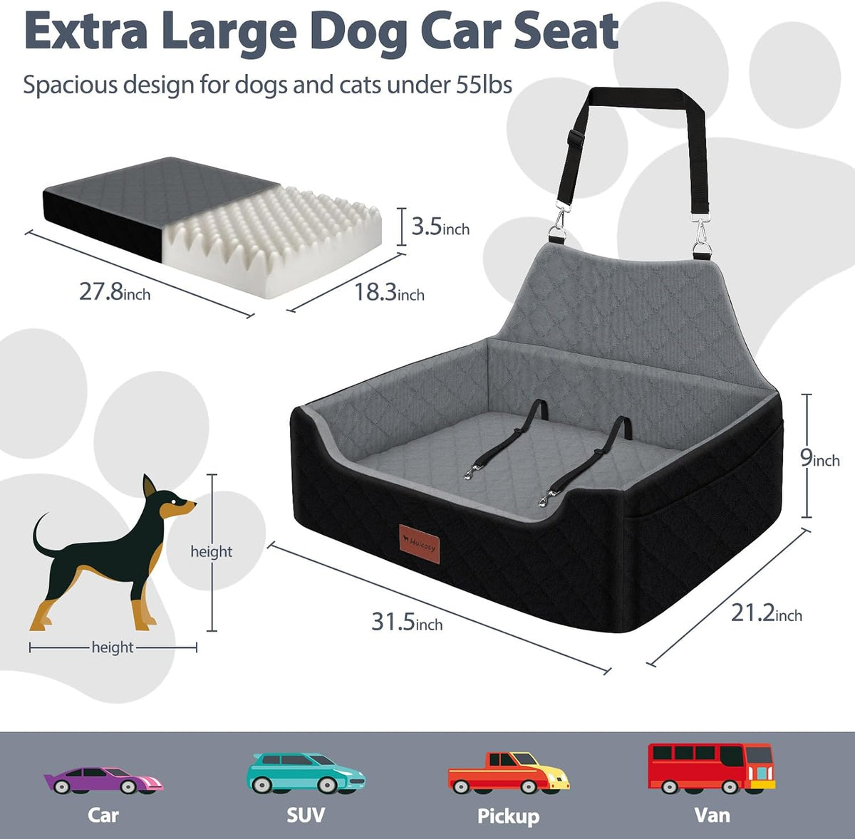 dog car seat for medium large dogs under shown in use