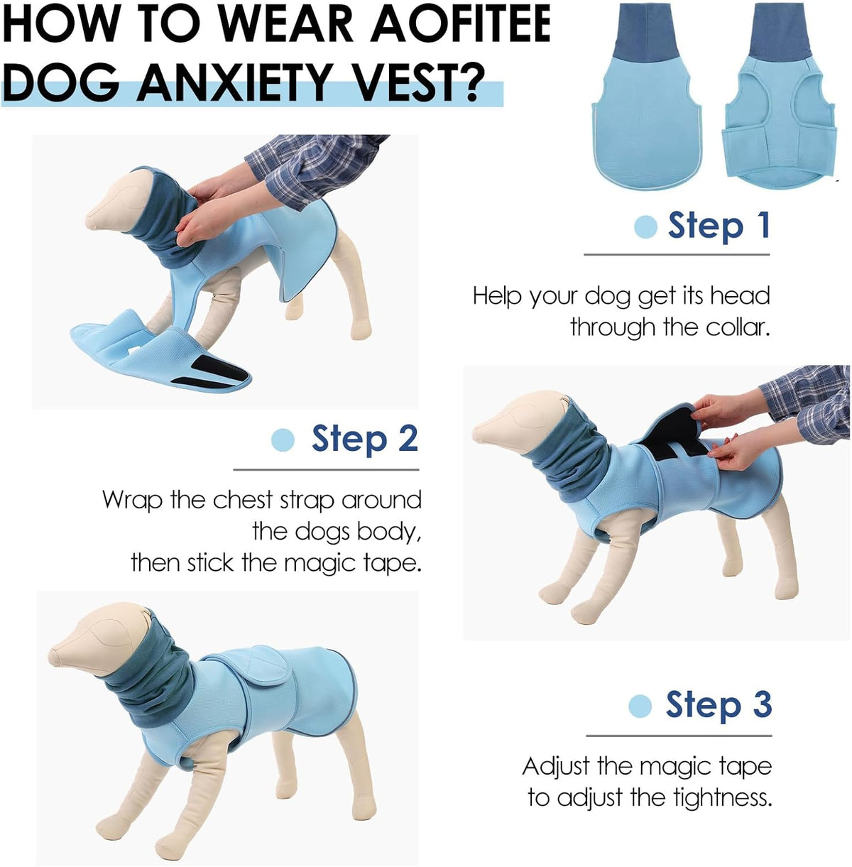 aofitee extra-large dog anxiety vest, thunder jacket for, close-up detail