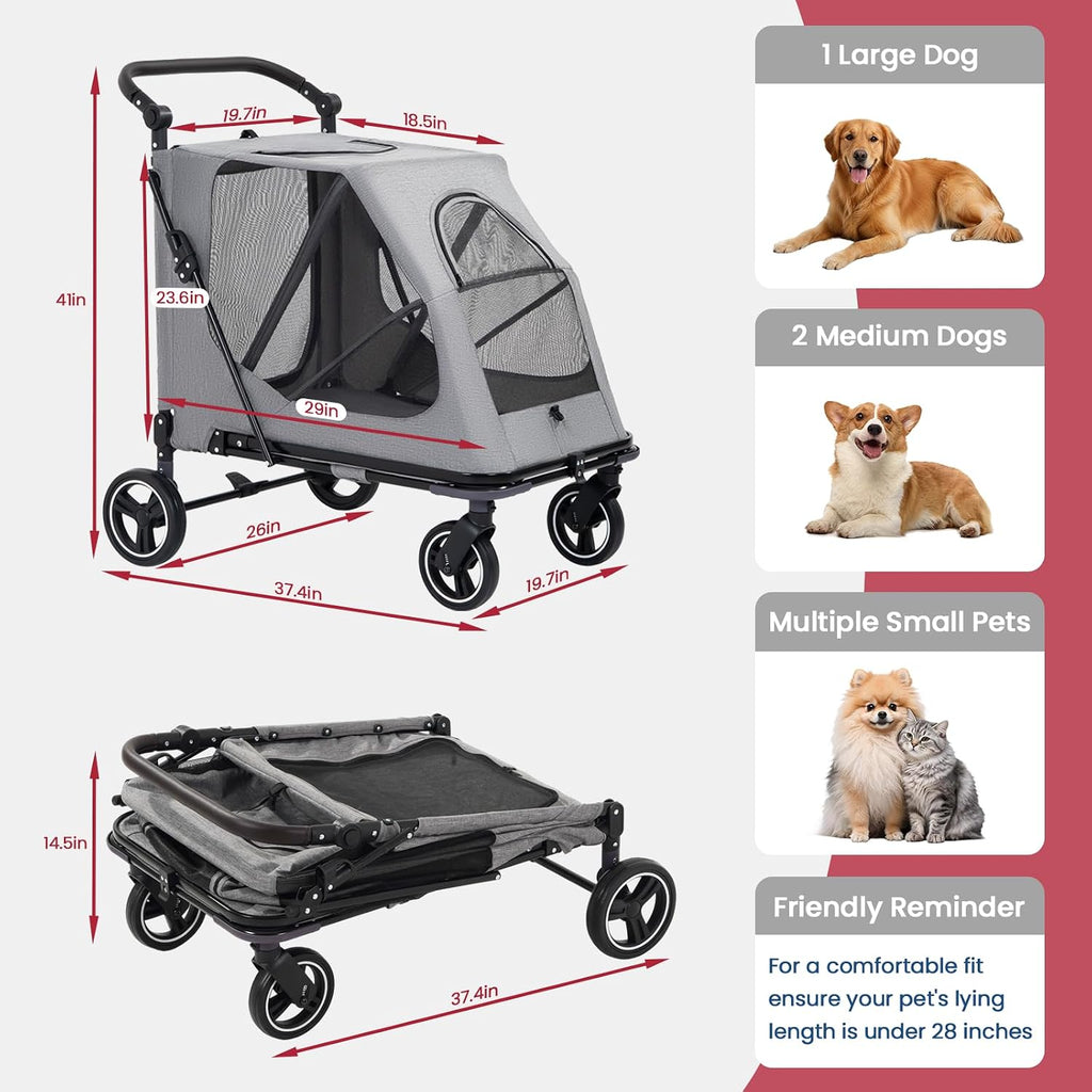 dog stroller for large/medium dogs,pet stroller up to, side view