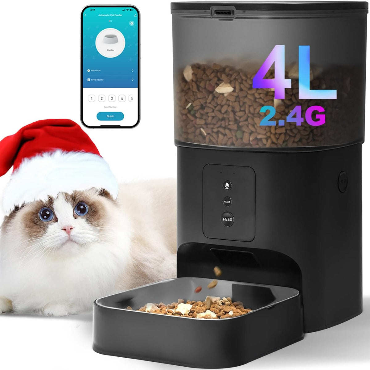 andoll home automatic cat feeder,4l timed cat＆dog dry, main product view