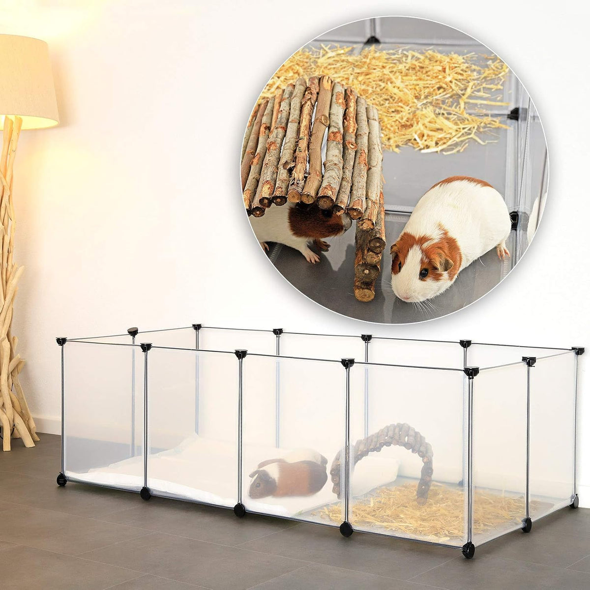 lionto outdoor enclosure for rabbits made of easy-care, close-up detail