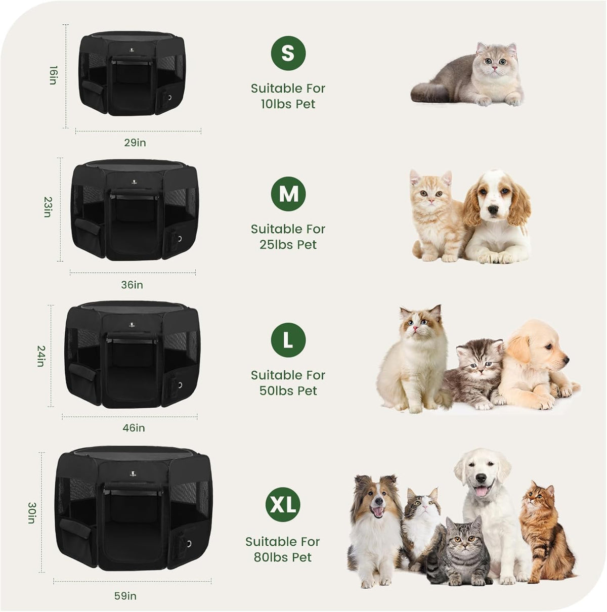 x-zone pet foldable dog playpen, portable pet play, side view