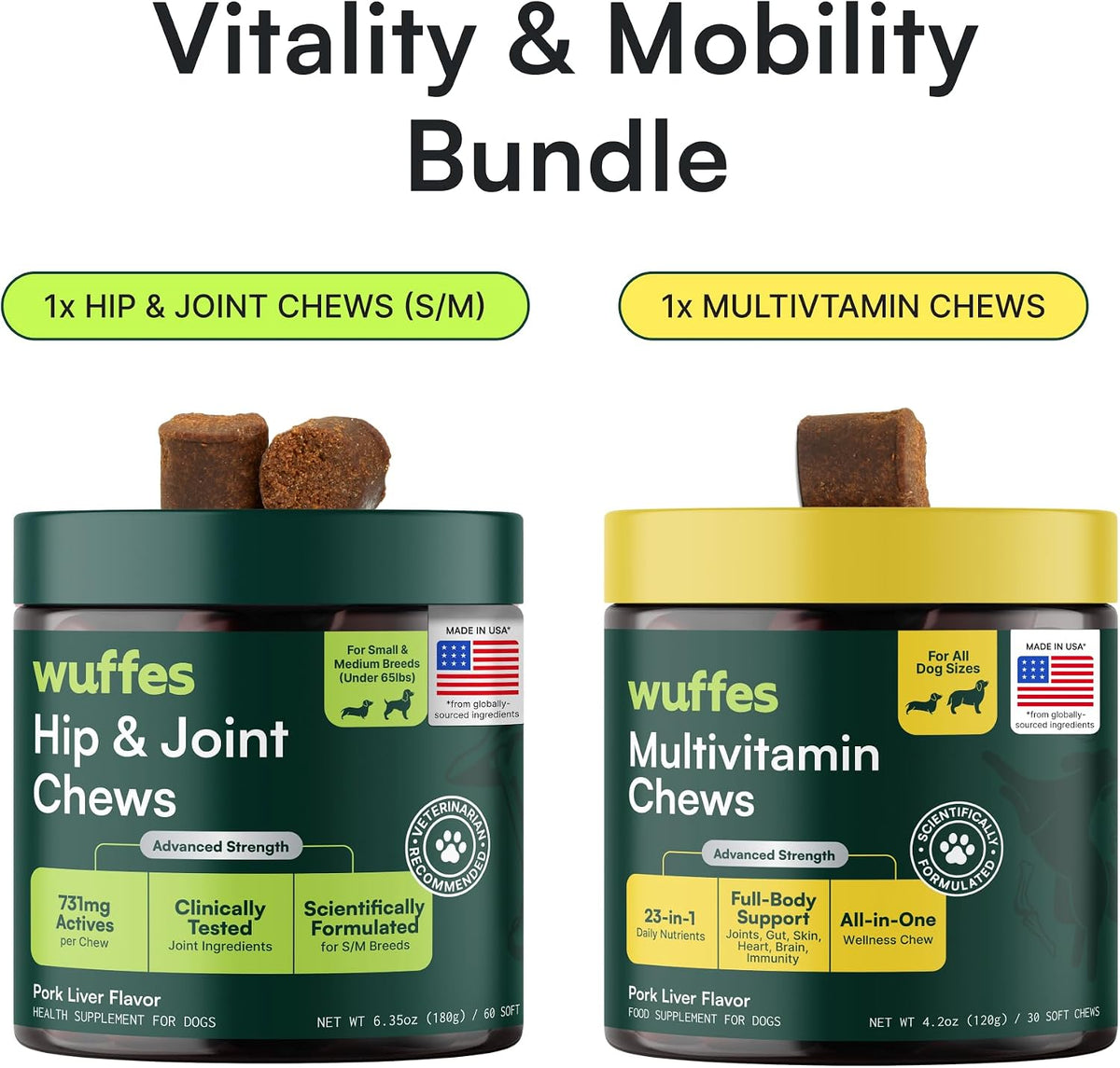 wuffes hip and joint supplement for and 23-in-1, side view