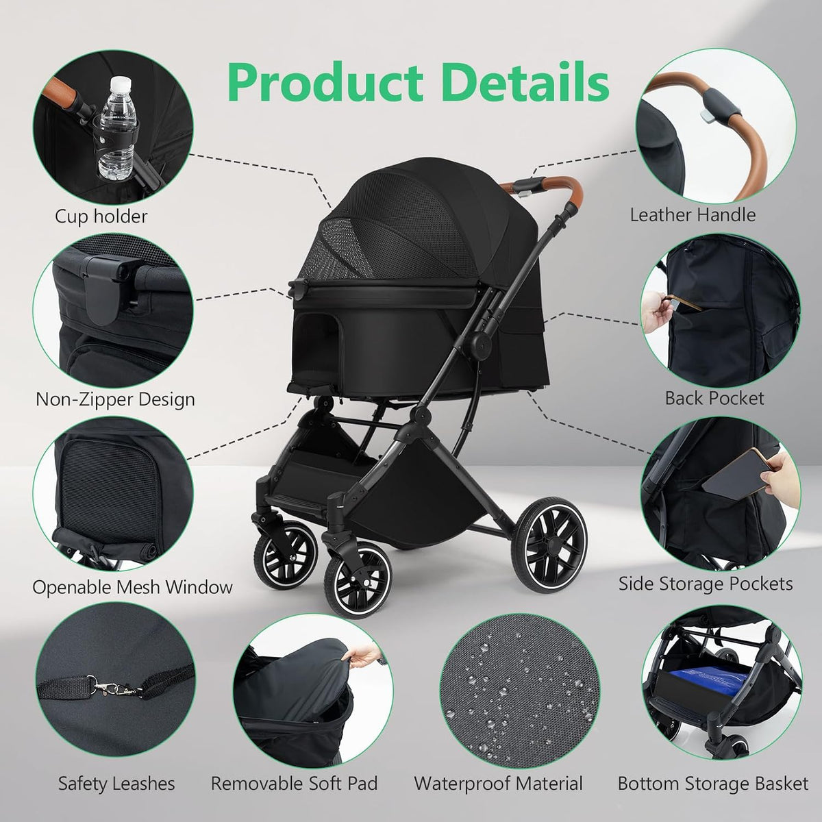 pet stroller for small/medium dogs & cats up, view 9