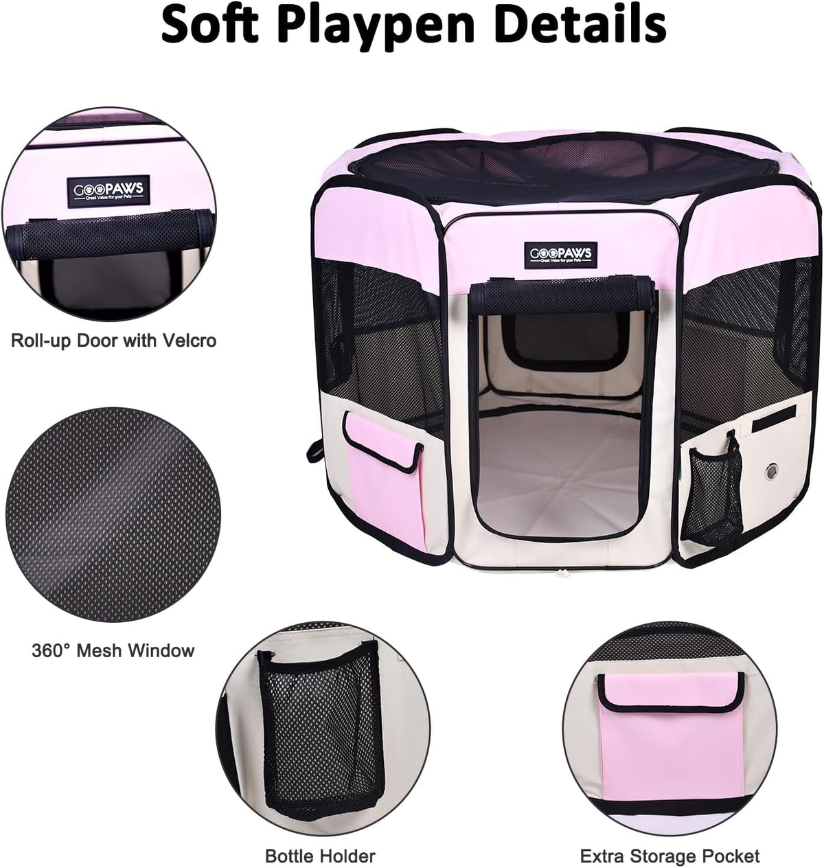 jespet soft dog playpen, portable pet exercise pen shown in use