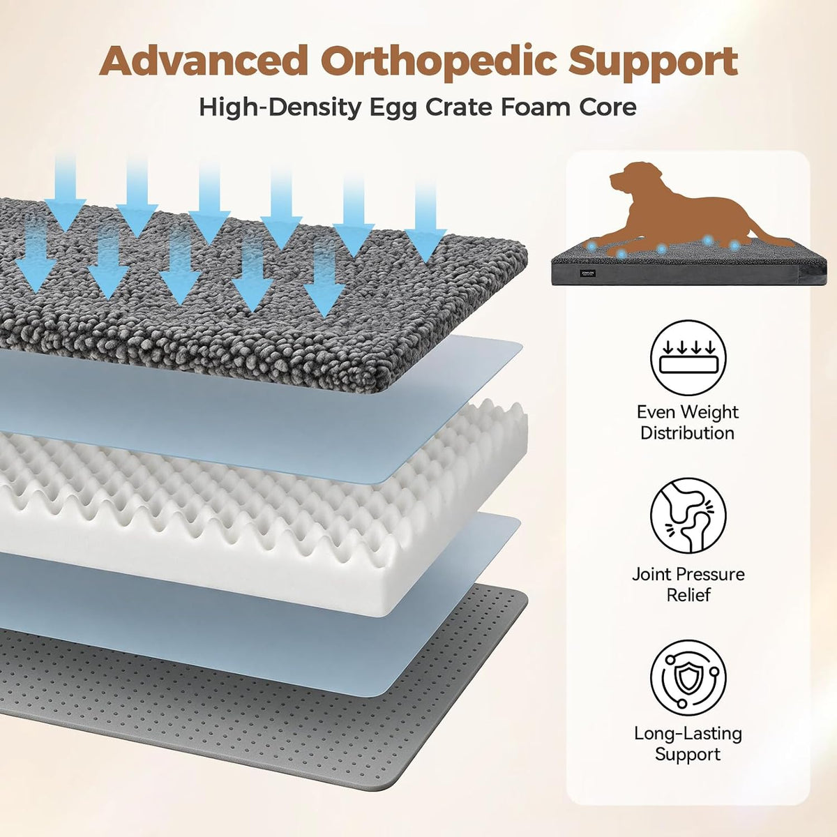orthopedic dog bed crate pad with waterproof liner shown in use