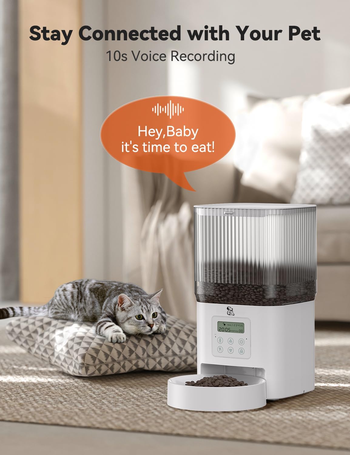automatic ppet feeders, timed dog feeder 5l programmable, close-up detail