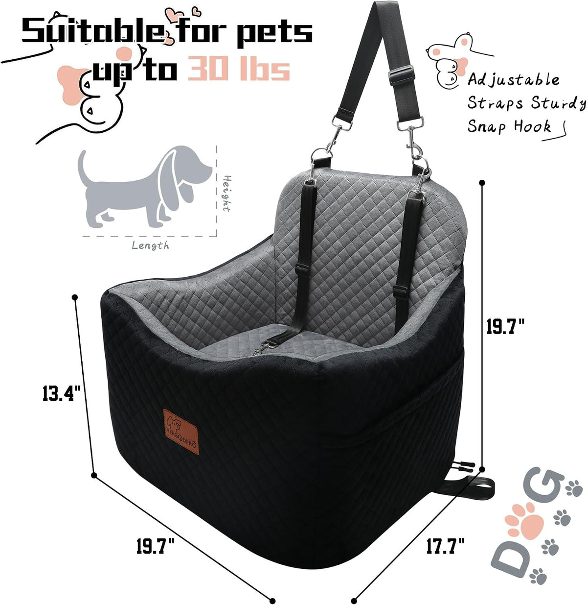 dog car seat for small medium dogs-safety and shown in use