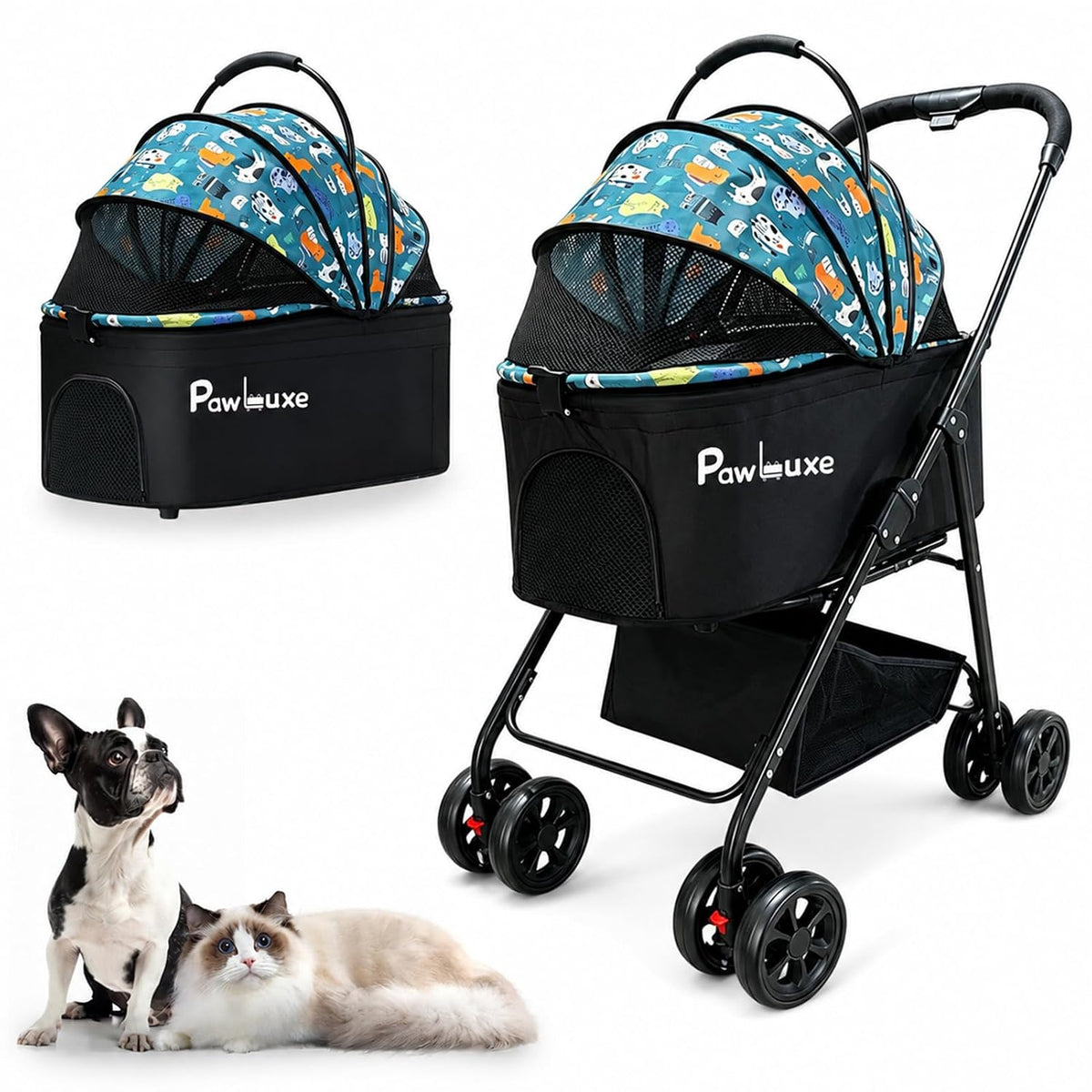 4 wheels pet stroller 4 in 1 pet, main product view