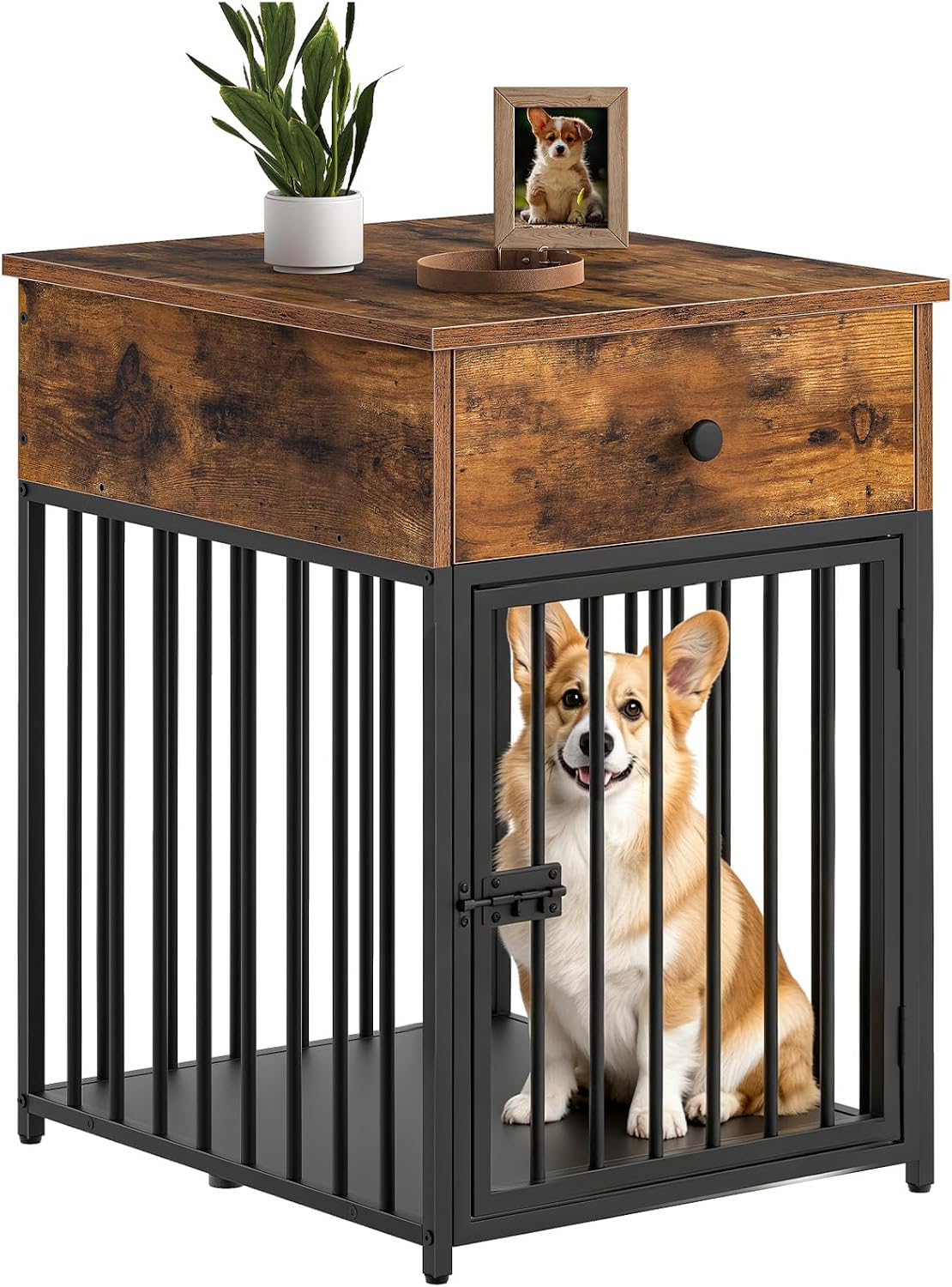 hoobro dog crate furniture, wooden dog house, decorative, main product view