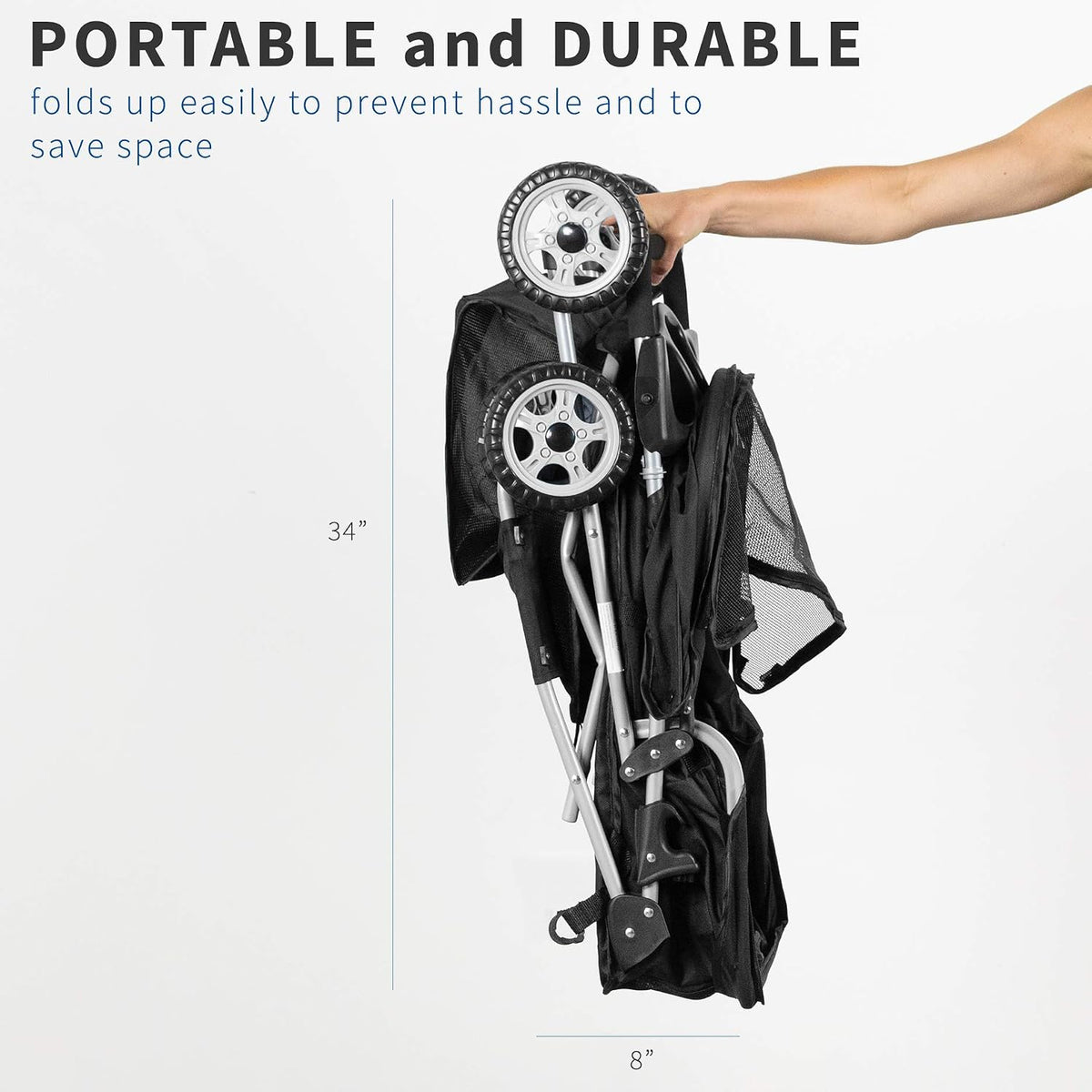 vivo black 4 wheel pet stroller for cat, package contents