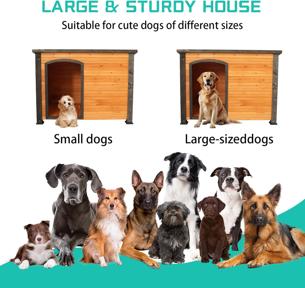 44.5" l extra large dog house outdoor weatherproof, close-up detail