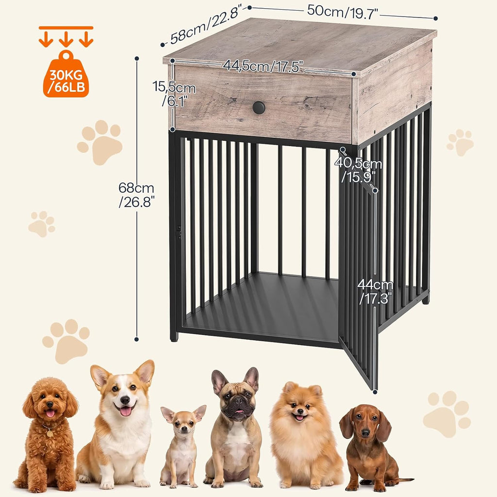 hoobro dog crate furniture, wooden dog house, decorative showing dimensions