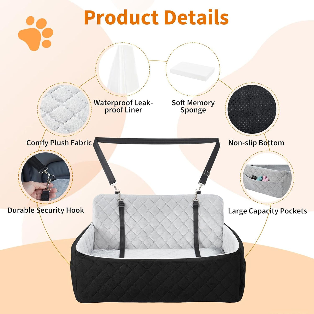 dog car seat for large dogs up to, side view