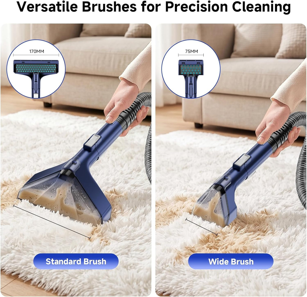 portable carpet cleaner & upholstery cleaner machine, side view