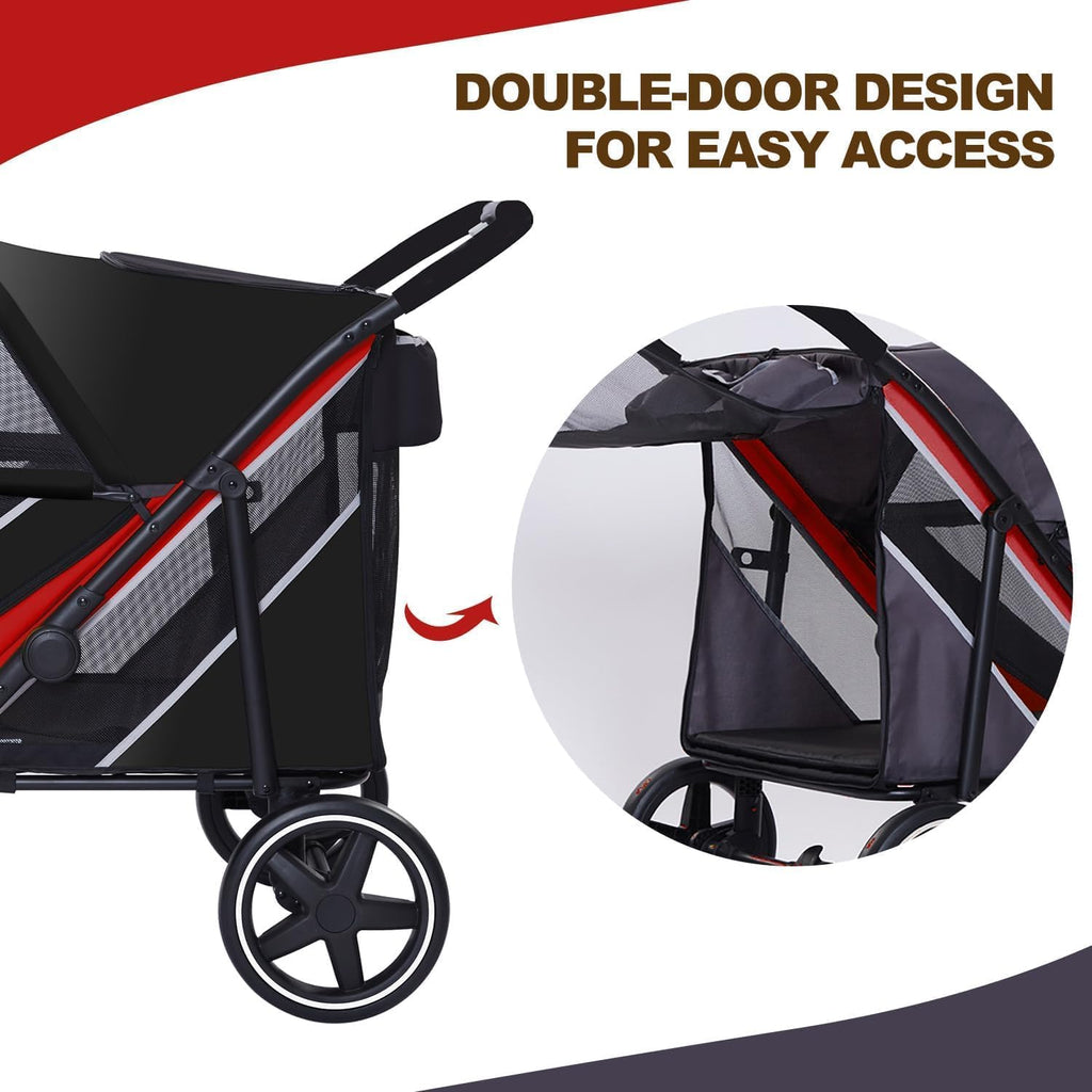 large dog stroller-4 wheel pet strollers for medium showing dimensions