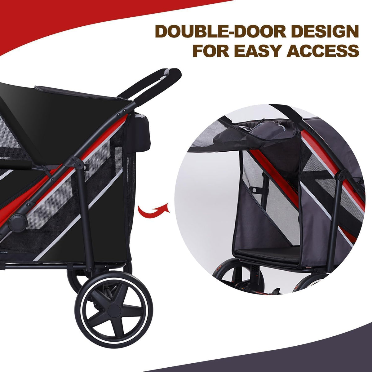 large dog stroller-4 wheel pet strollers for medium showing dimensions