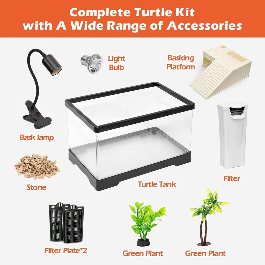 azv all-in-one baby turtle tank starter kit, 4.6, side view