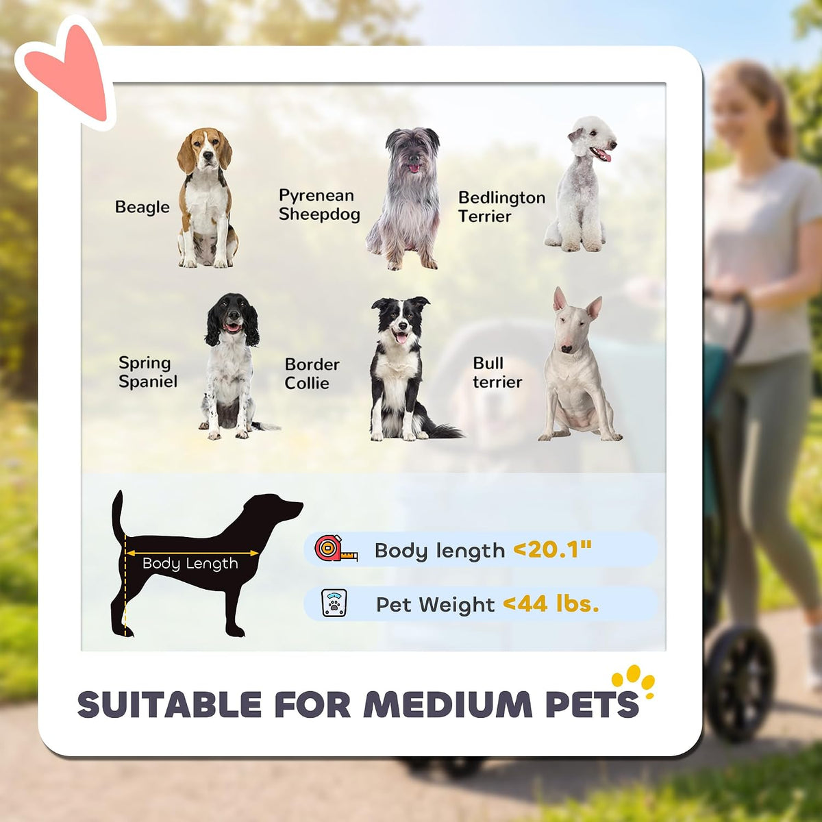 pawhut 3 wheel pet stroller for medium dogs, front angle view