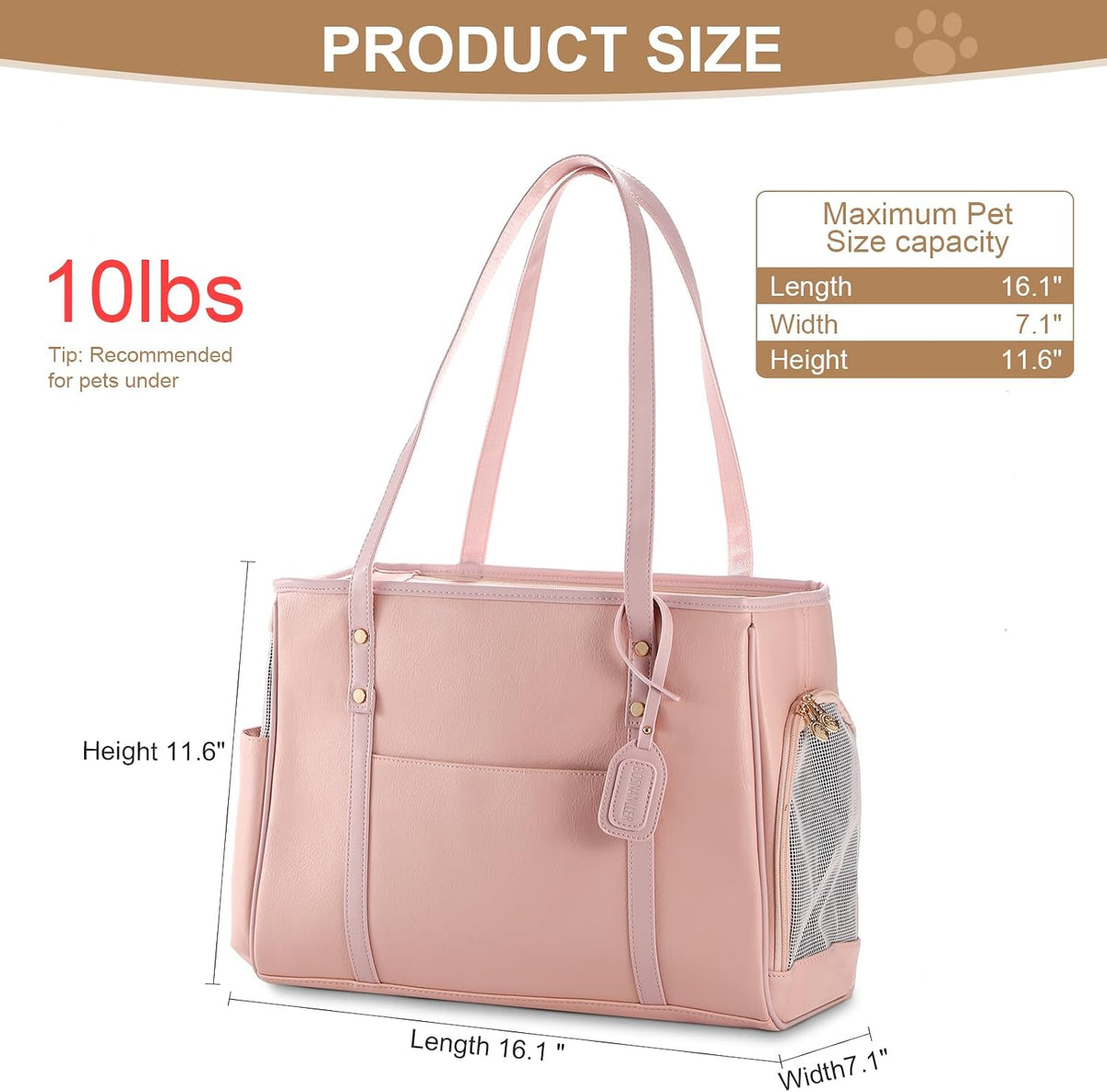 fashion dog carrier purse, premium leather cat carrier shown in use