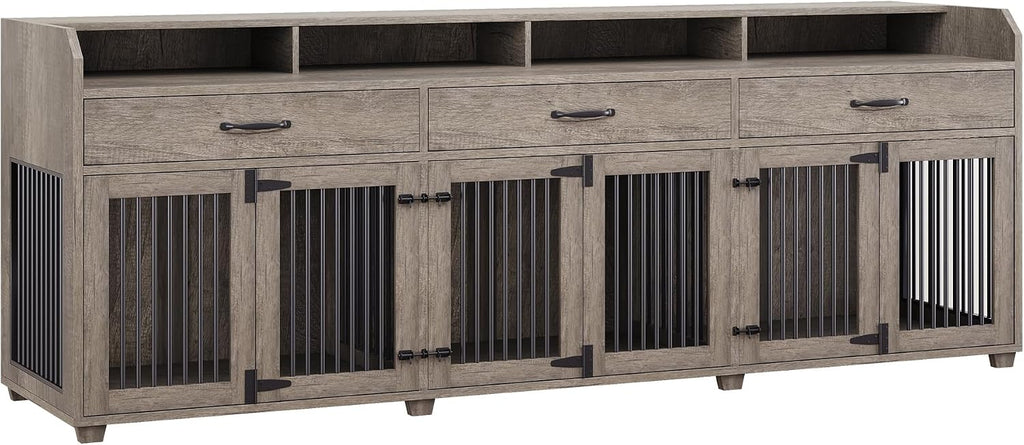 amerlife 95" dog crate furniture, multi-functional tv stand, view 9