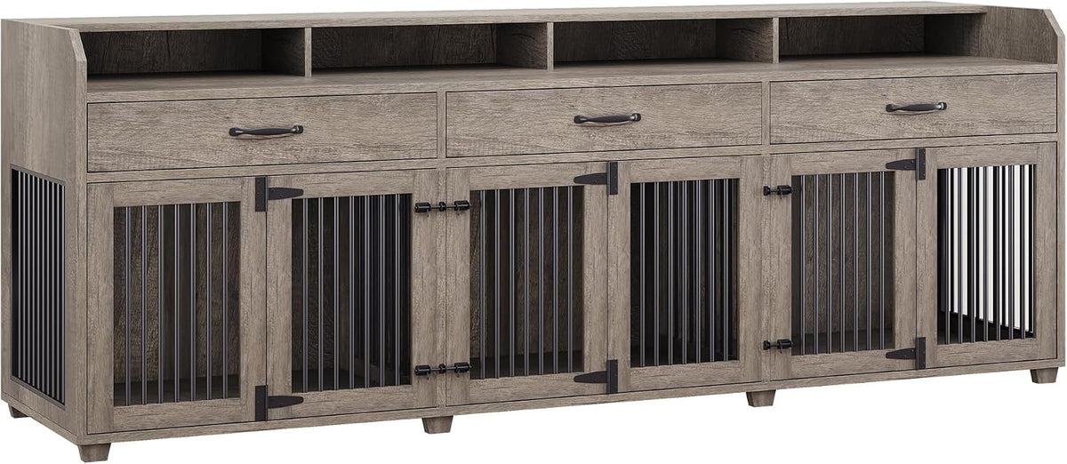 amerlife 95" dog crate furniture, multi-functional tv stand, view 9