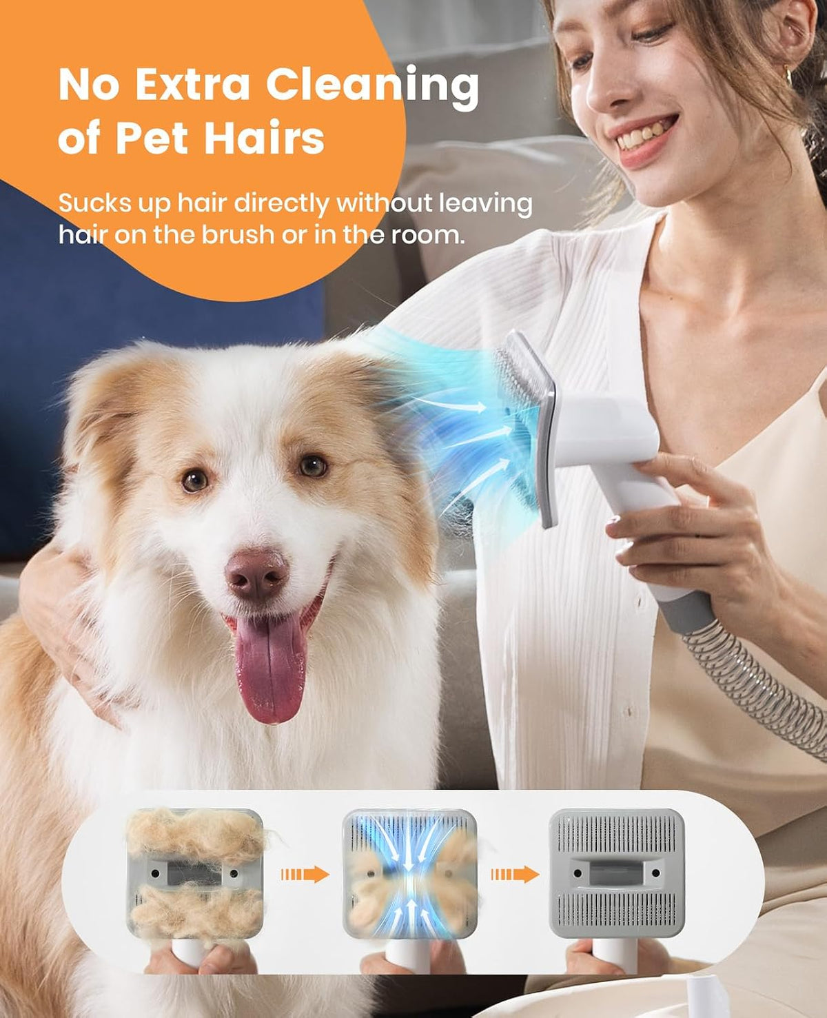 oneisall dog brush vacuum attachment with 1-1.5'' universal, close-up detail