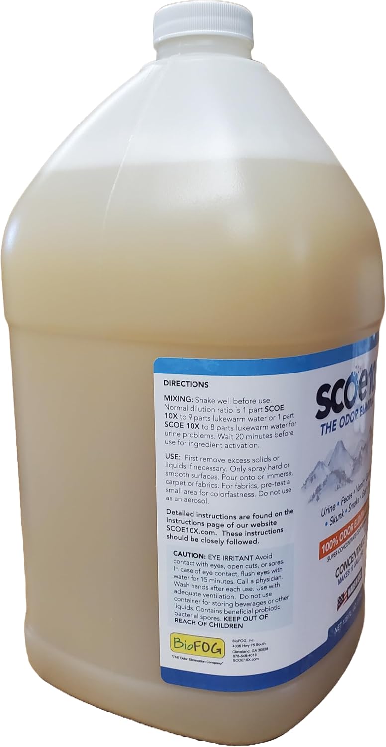 scoe 10x odor eliminator concentrate- makes 10 gallons, close-up detail