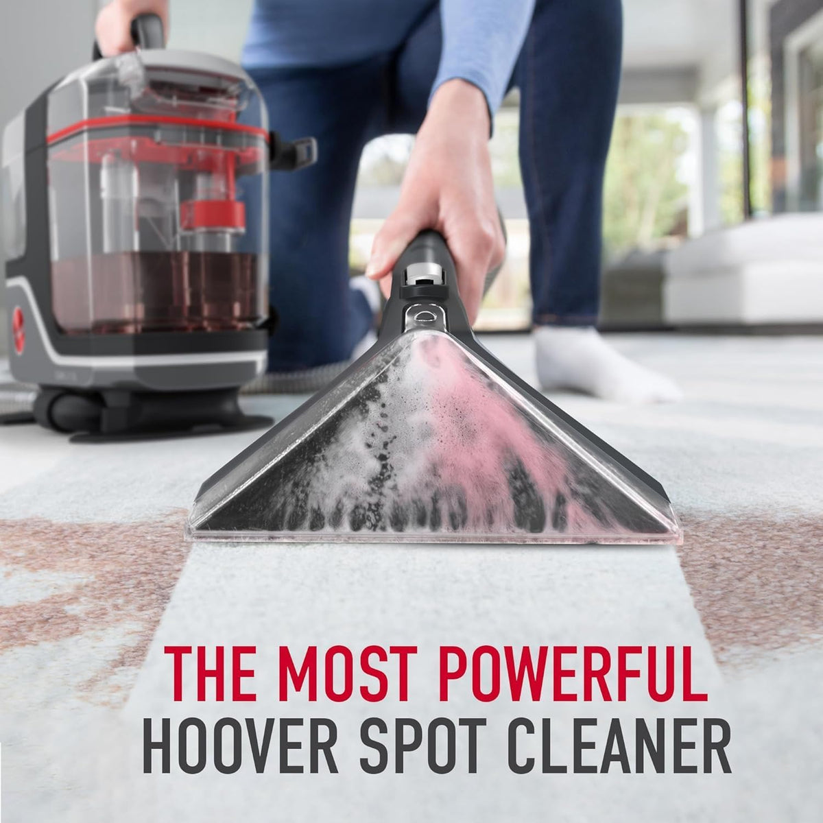 hoover cleanslate xl deep cleaning spot cleaner, fh15000v shown in use