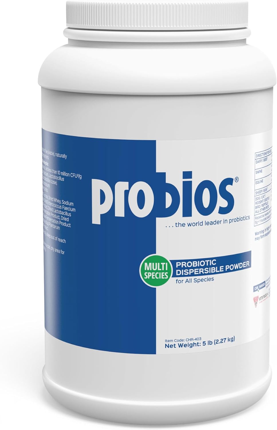 probios digestive support powder for pets, 5 lb, main product view