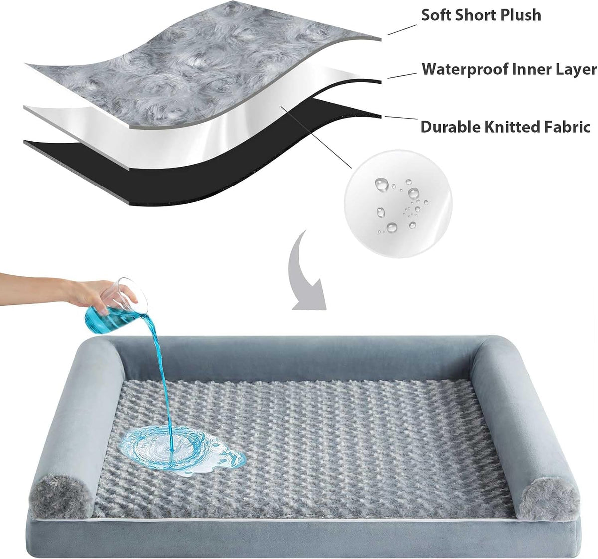 bfpethome orthopedic washable large dog bed for senior showing dimensions