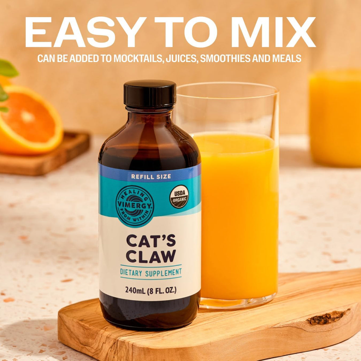 cat's claw 10:1 extract, whole body immunity*, alcohol-free, close-up detail