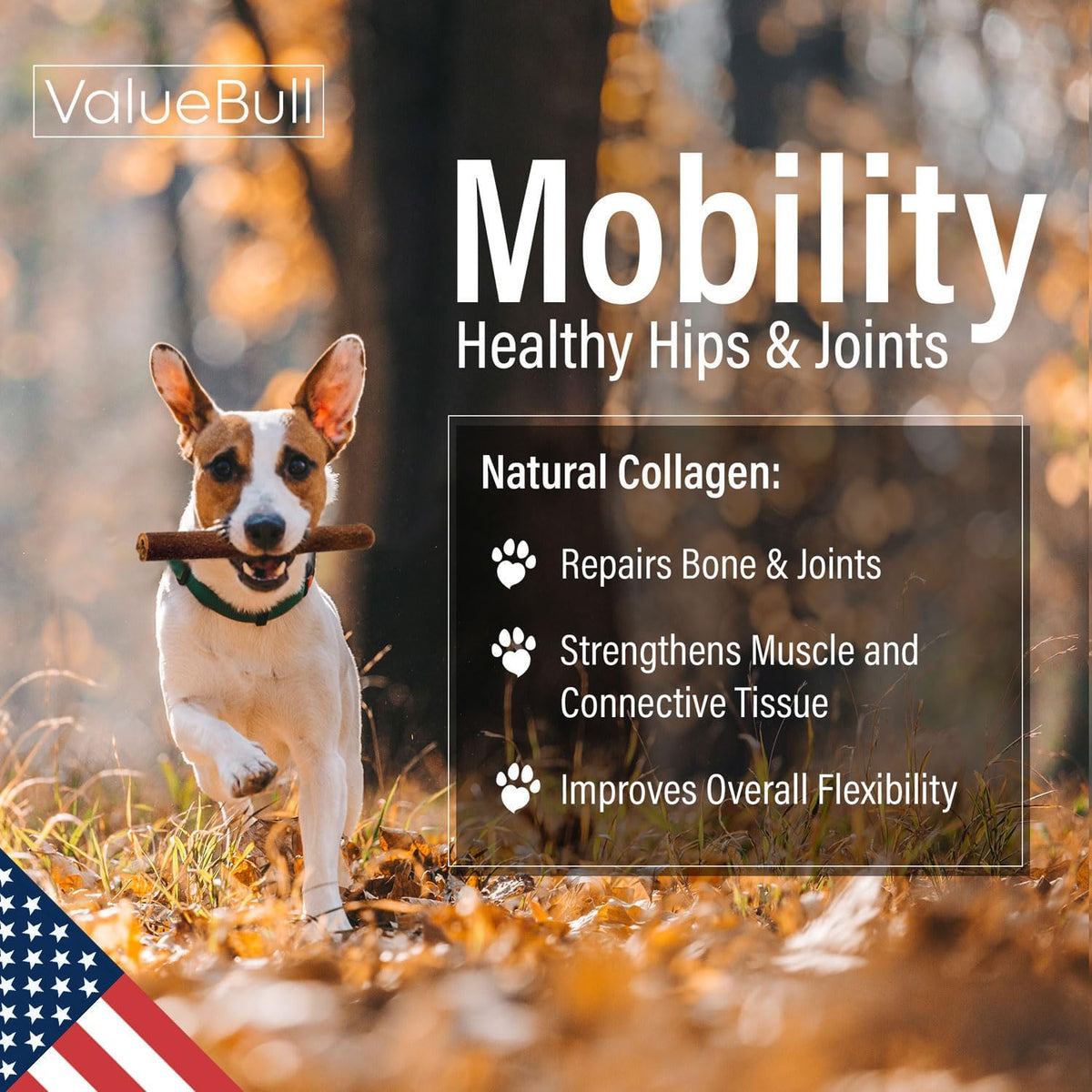 valuebull usa beef collagen sticks for dogs, 6 showing dimensions
