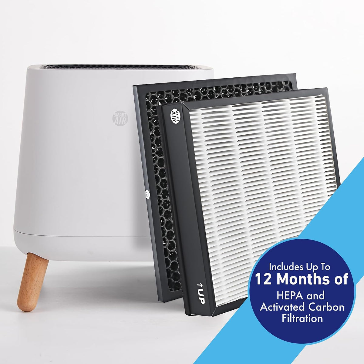 smart air(aka smart health) sqair air purifier|h13 hepa shown in use
