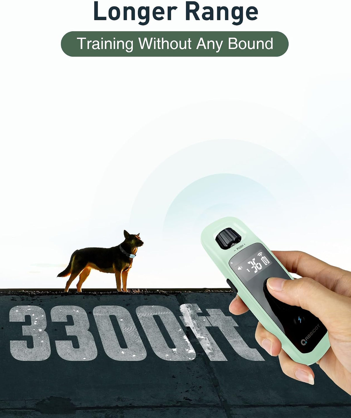 abbidot shock collar for 2 dogs, 3300 ft, side view