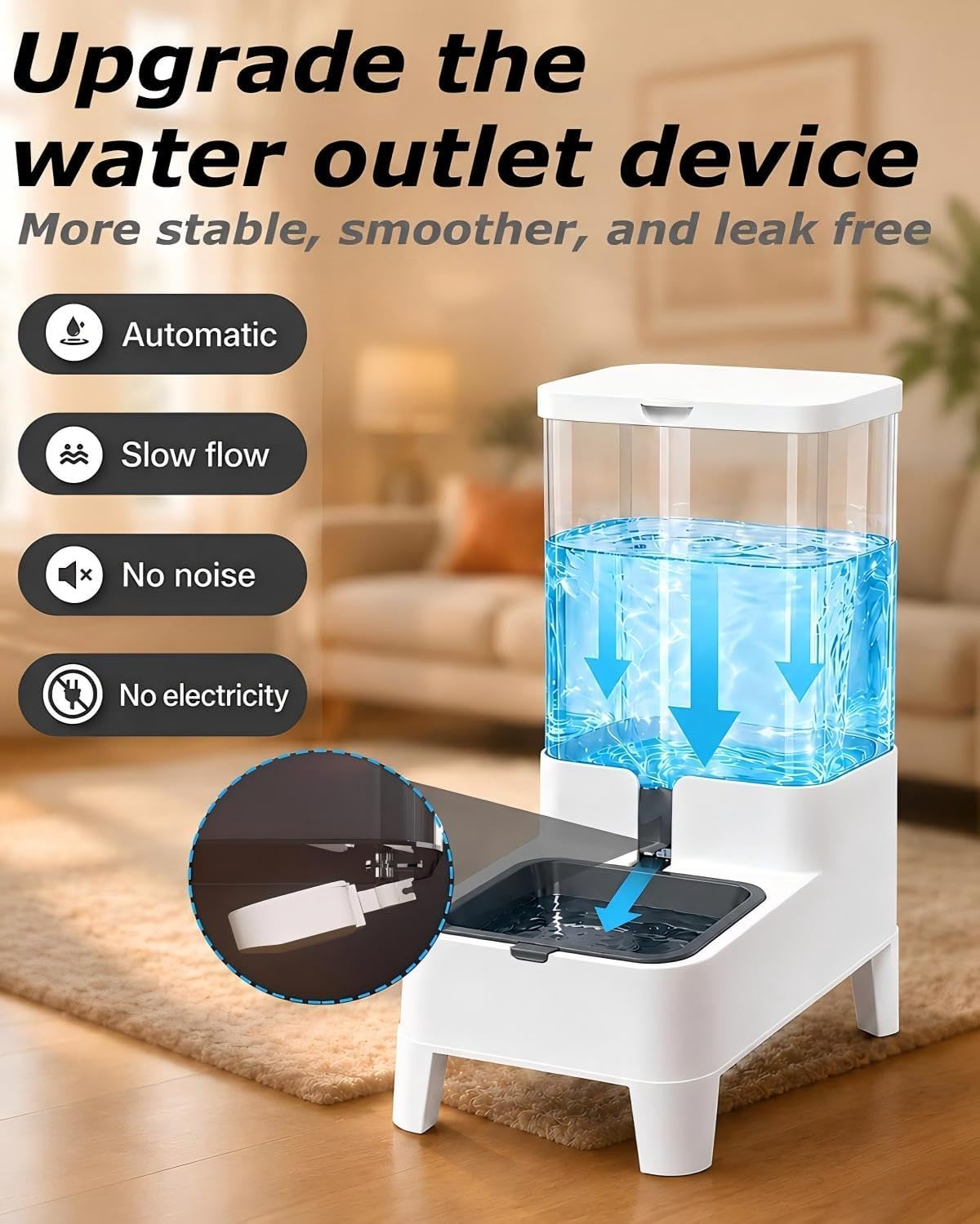 automatic pet water dispenser bowl 4l for cats, close-up detail