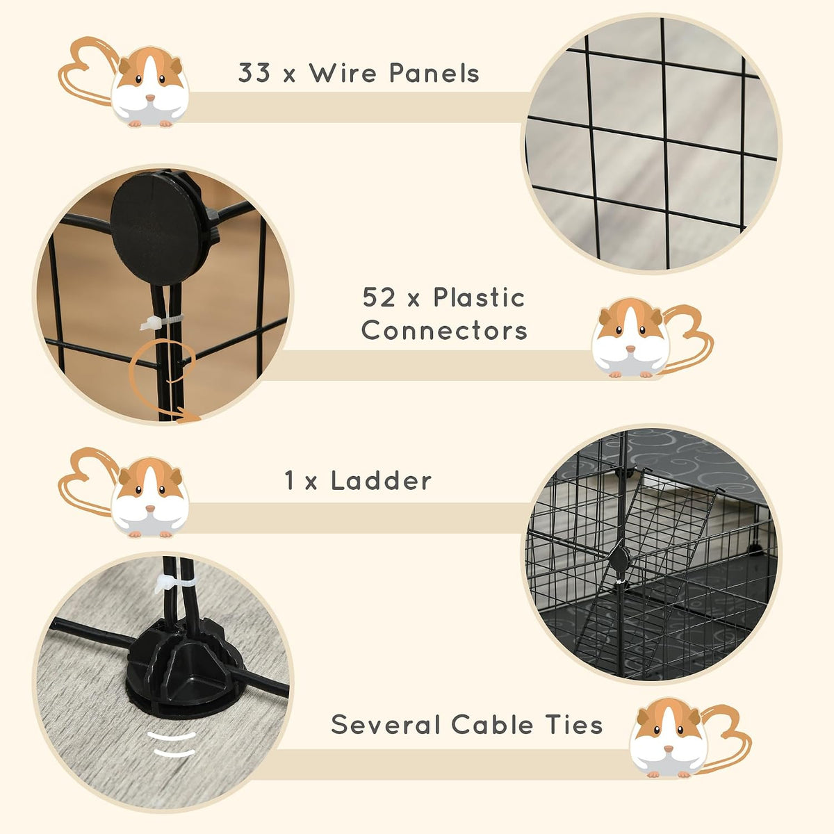 pawhut 47 panels pet playpen small animal playpen showing dimensions