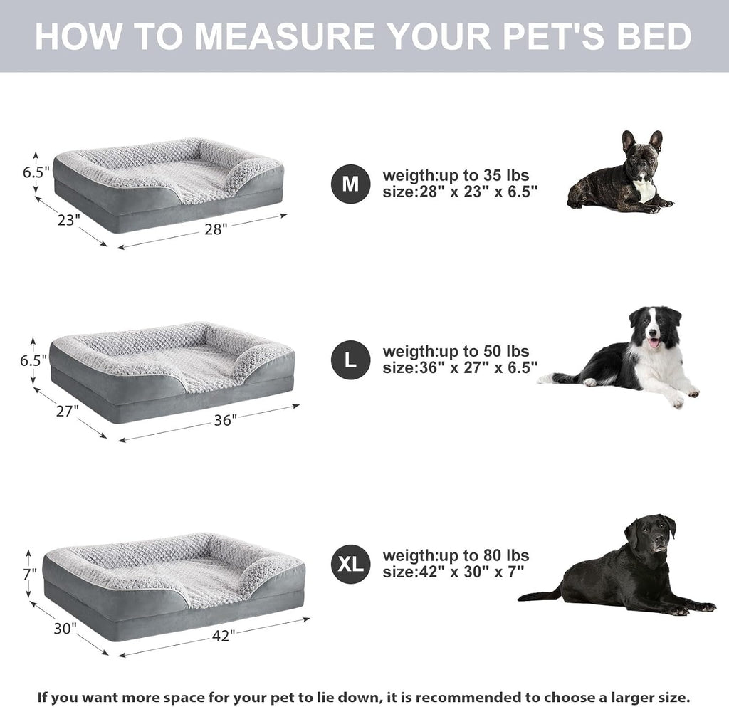 lextro orthopedic dog beds for large dogs, comfy showing dimensions