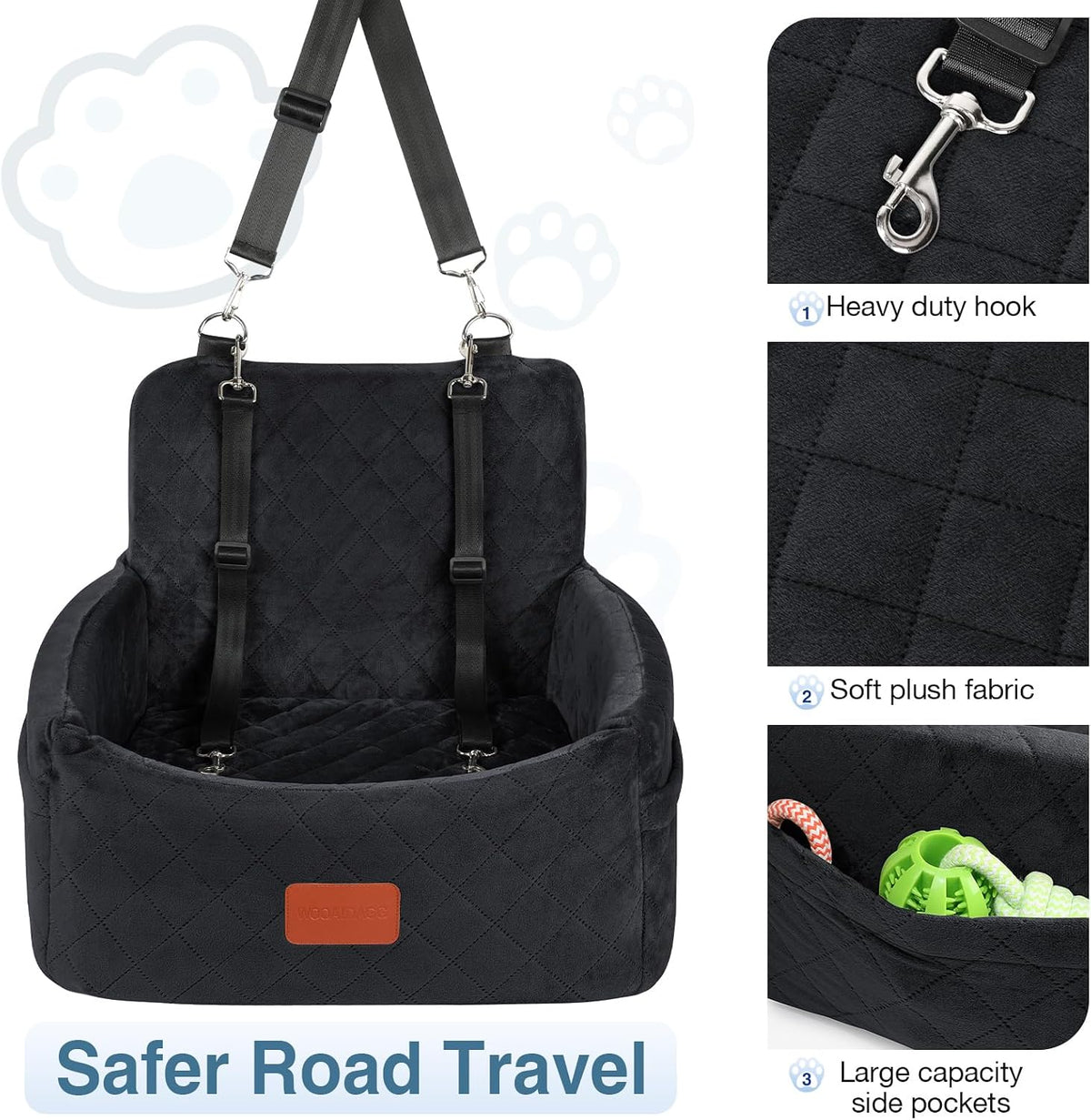 wooaidagg dog car seat for small dogs under, side view